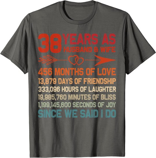 38 Years as Husband & Wife 38th Anniversary Gift for Couple T-Shirt