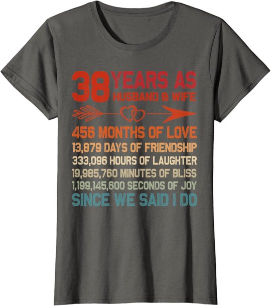 38 Years as Husband & Wife 38th Anniversary Gift for Couple T-Shirt