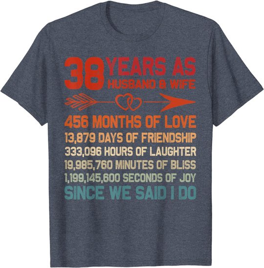 38 Years as Husband & Wife 38th Anniversary Gift for Couple T-Shirt