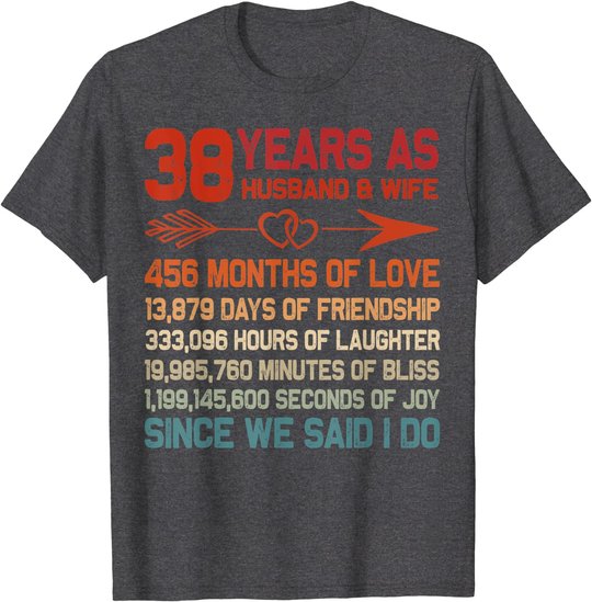 38 Years as Husband & Wife 38th Anniversary Gift for Couple T-Shirt