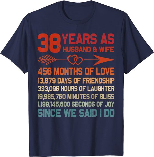 38 Years as Husband & Wife 38th Anniversary Gift for Couple T-Shirt