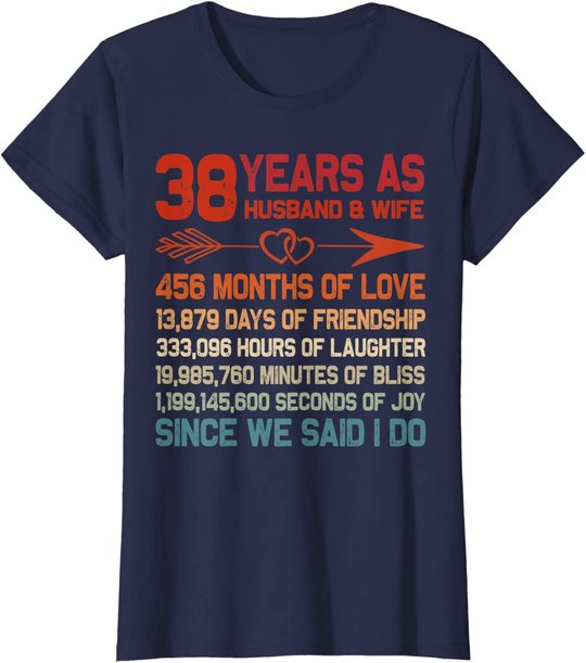 38 Years as Husband & Wife 38th Anniversary Gift for Couple T-Shirt