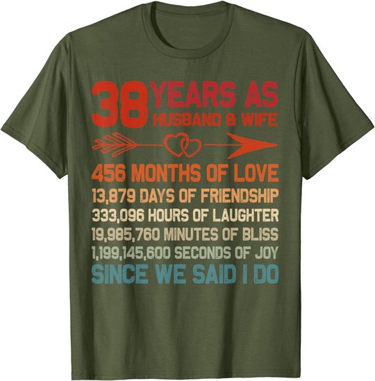 38 Years as Husband & Wife 38th Anniversary Gift for Couple T-Shirt
