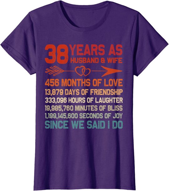 38 Years as Husband & Wife 38th Anniversary Gift for Couple T-Shirt