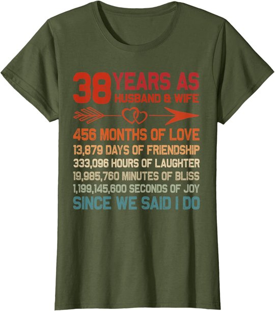 38 Years as Husband & Wife 38th Anniversary Gift for Couple T-Shirt