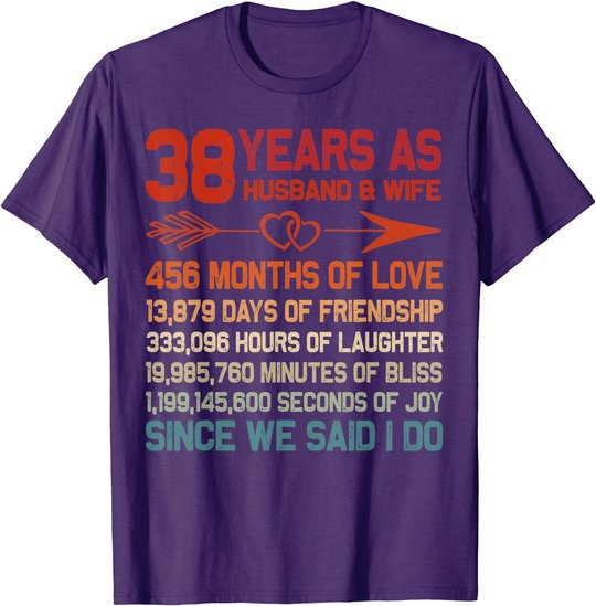 38 Years as Husband & Wife 38th Anniversary Gift for Couple T-Shirt