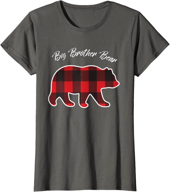 Big Brother Bear Matching Family Christmas Red Plaid Pajama T-Shirt