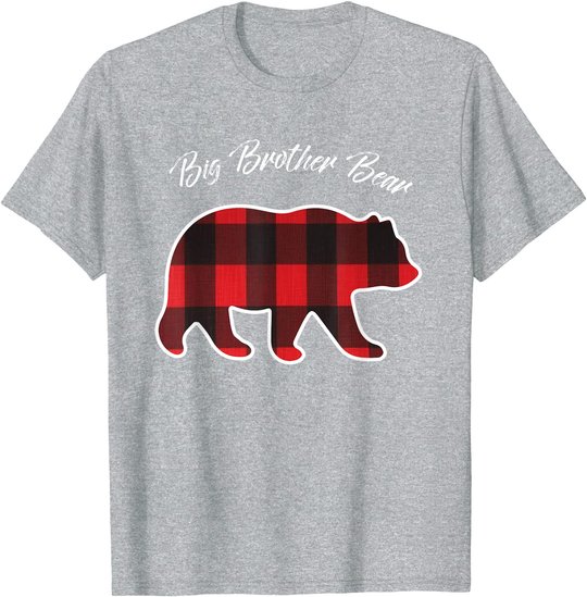 Big Brother Bear Matching Family Christmas Red Plaid Pajama T-Shirt