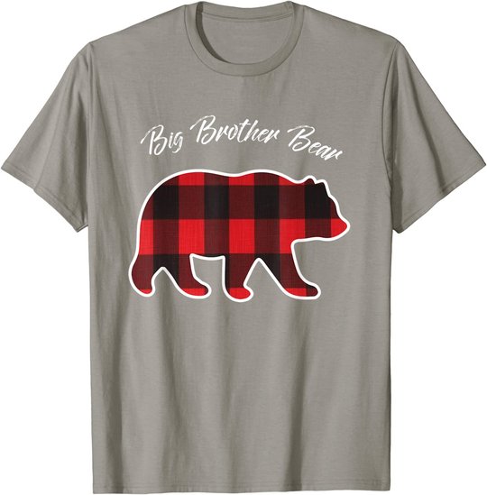Big Brother Bear Matching Family Christmas Red Plaid Pajama T-Shirt