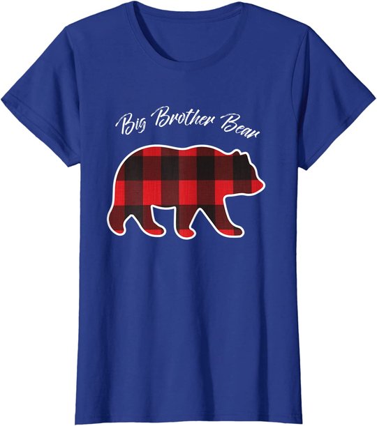 Big Brother Bear Matching Family Christmas Red Plaid Pajama T-Shirt