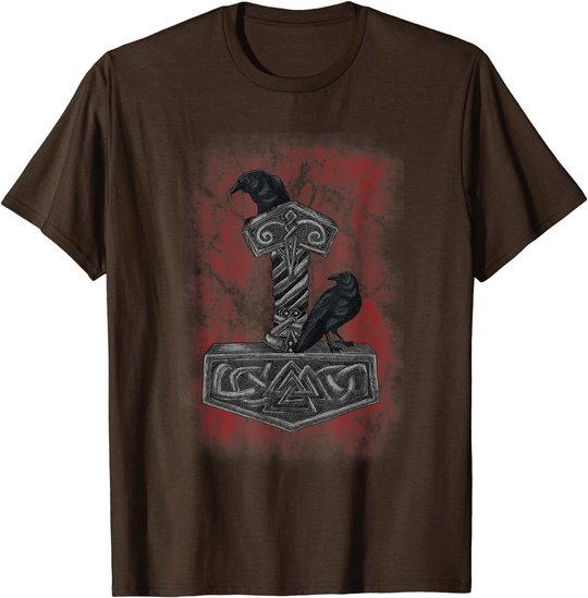 Thor Hammer Mjolnir - Huginn & Muninn - Norse Mythology T-Shirt