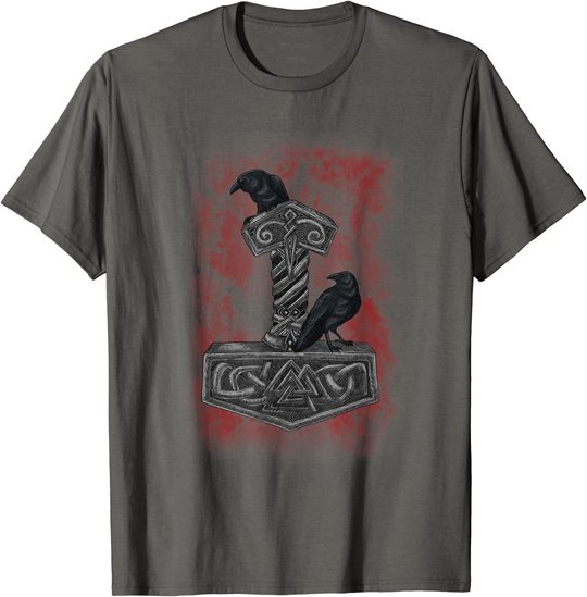 Thor Hammer Mjolnir - Huginn & Muninn - Norse Mythology T-Shirt