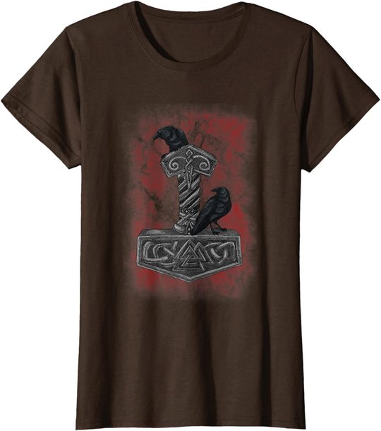 Thor Hammer Mjolnir - Huginn & Muninn - Norse Mythology T-Shirt