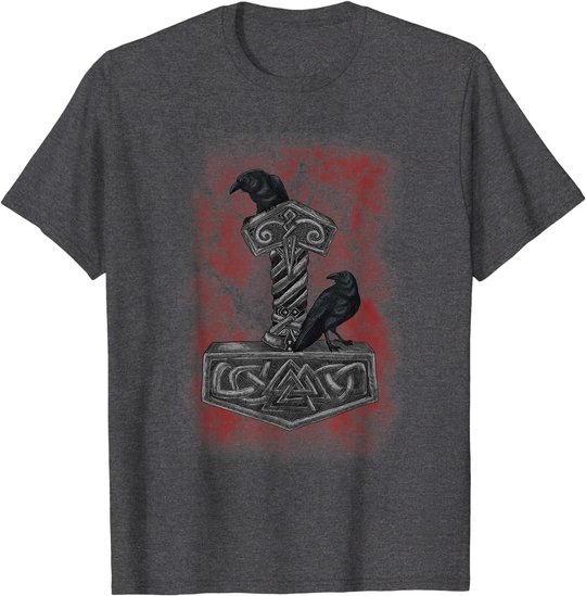 Thor Hammer Mjolnir - Huginn & Muninn - Norse Mythology T-Shirt