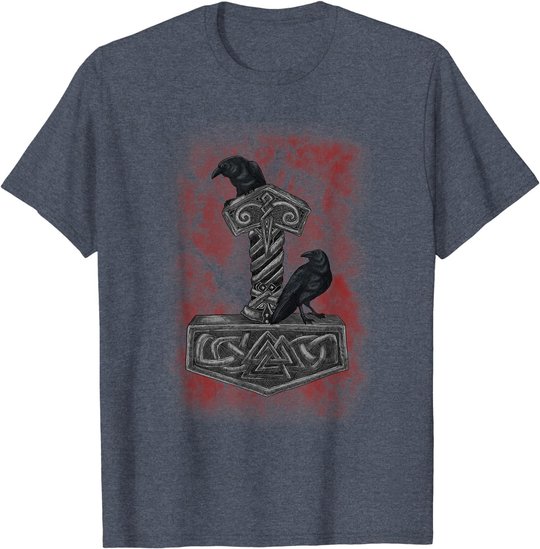 Thor Hammer Mjolnir - Huginn & Muninn - Norse Mythology T-Shirt