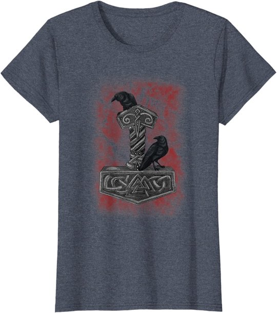 Thor Hammer Mjolnir - Huginn & Muninn - Norse Mythology T-Shirt