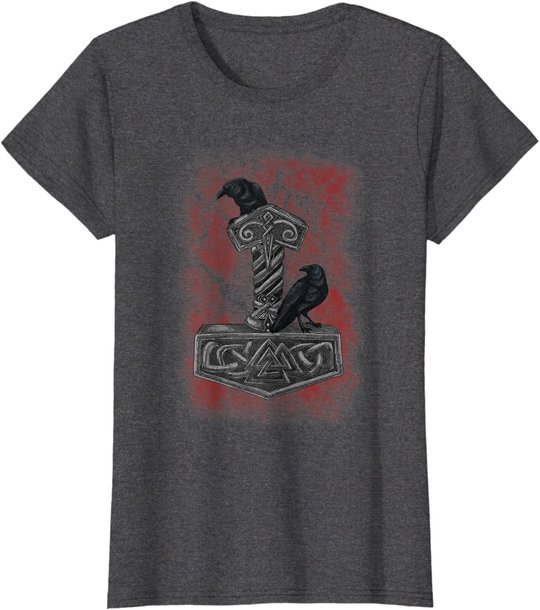 Thor Hammer Mjolnir - Huginn & Muninn - Norse Mythology T-Shirt