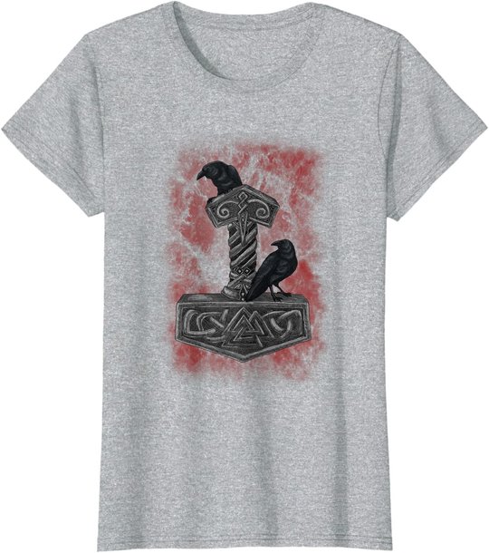 Thor Hammer Mjolnir - Huginn & Muninn - Norse Mythology T-Shirt