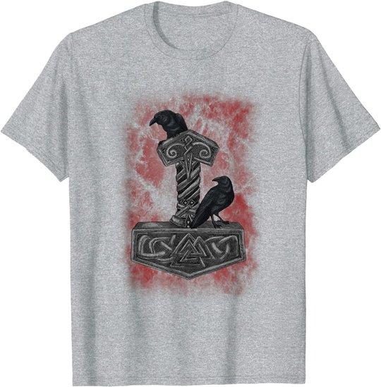 Thor Hammer Mjolnir - Huginn & Muninn - Norse Mythology T-Shirt