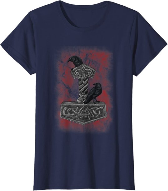 Thor Hammer Mjolnir - Huginn & Muninn - Norse Mythology T-Shirt