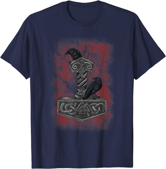 Thor Hammer Mjolnir - Huginn & Muninn - Norse Mythology T-Shirt