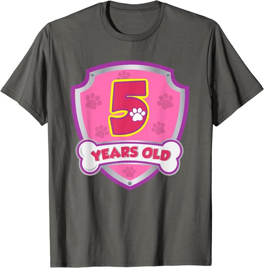 Kids 5 Year Old 5th Birthday Patrol Party Boys Girls T-Shirt