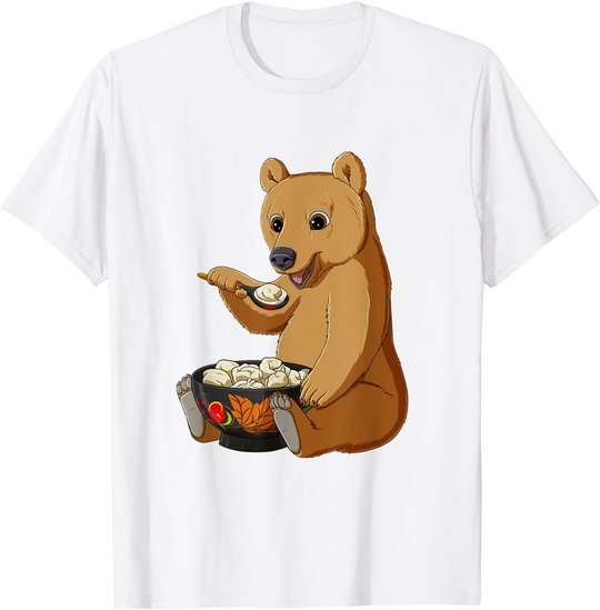 Russian Bear eats Traditional Russian Food Pelmeni T-Shirt