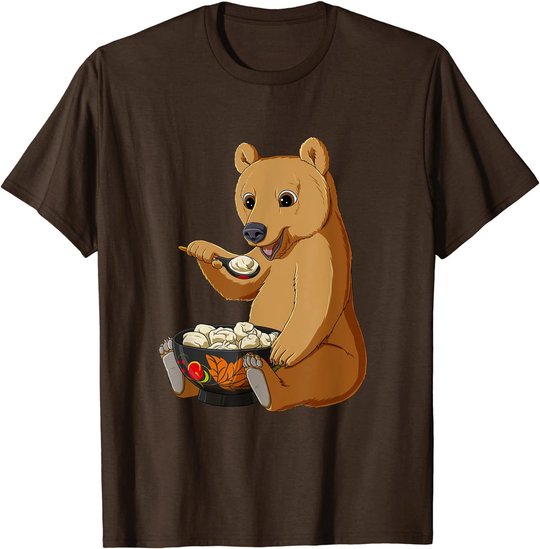Russian Bear eats Traditional Russian Food Pelmeni T-Shirt