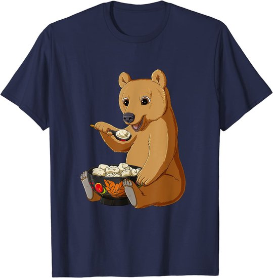 Russian Bear eats Traditional Russian Food Pelmeni T-Shirt