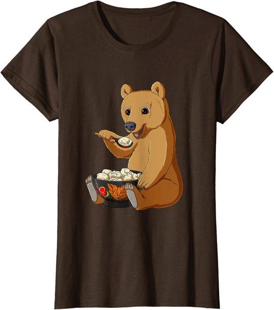 Russian Bear eats Traditional Russian Food Pelmeni T-Shirt
