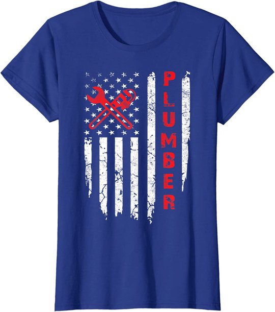 USA American Flag Plumber Men Women Plumbers Patriotic T-Shirt