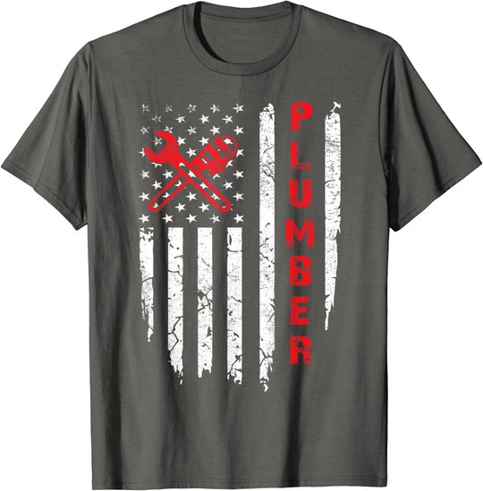 USA American Flag Plumber Men Women Plumbers Patriotic T-Shirt