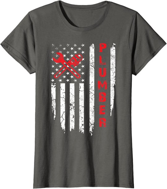 USA American Flag Plumber Men Women Plumbers Patriotic T-Shirt