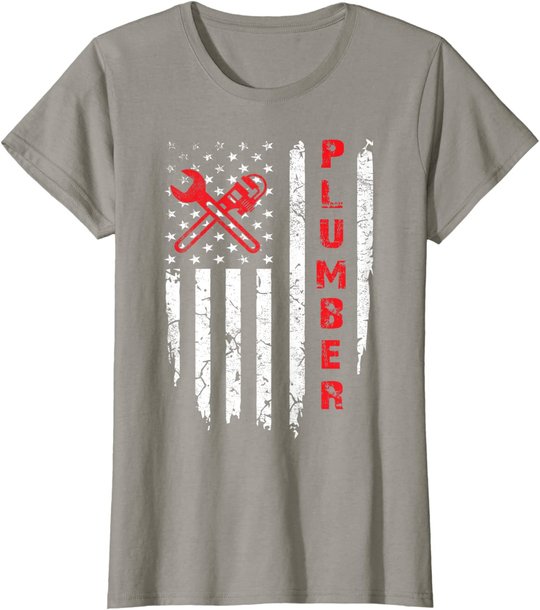 USA American Flag Plumber Men Women Plumbers Patriotic T-Shirt