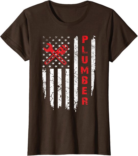 USA American Flag Plumber Men Women Plumbers Patriotic T-Shirt