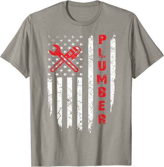 USA American Flag Plumber Men Women Plumbers Patriotic T-Shirt