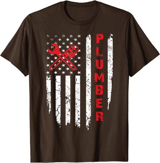 USA American Flag Plumber Men Women Plumbers Patriotic T-Shirt