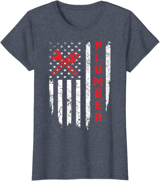 USA American Flag Plumber Men Women Plumbers Patriotic T-Shirt