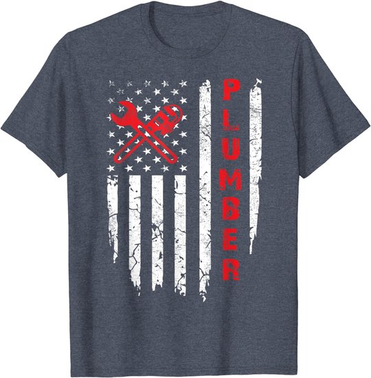 USA American Flag Plumber Men Women Plumbers Patriotic T-Shirt