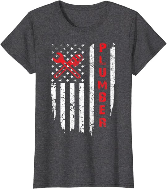 USA American Flag Plumber Men Women Plumbers Patriotic T-Shirt