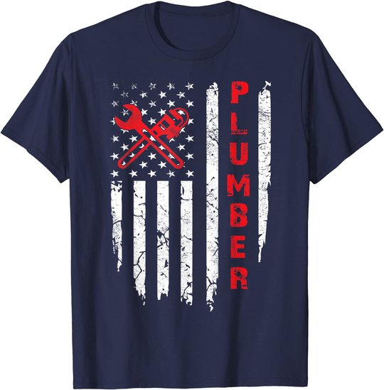 USA American Flag Plumber Men Women Plumbers Patriotic T-Shirt