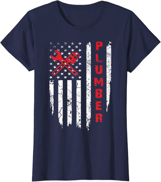 USA American Flag Plumber Men Women Plumbers Patriotic T-Shirt