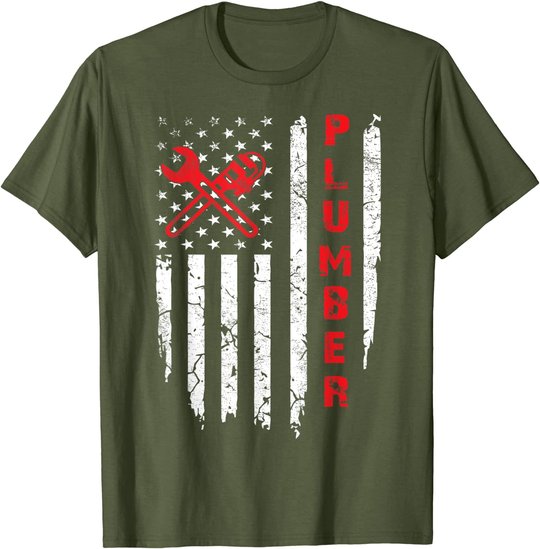 USA American Flag Plumber Men Women Plumbers Patriotic T-Shirt