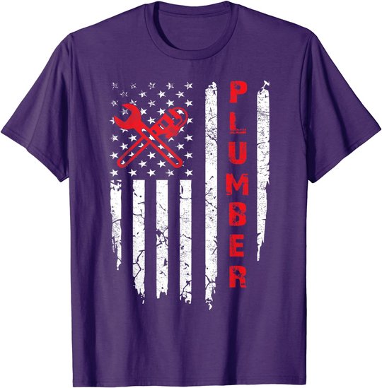 USA American Flag Plumber Men Women Plumbers Patriotic T-Shirt