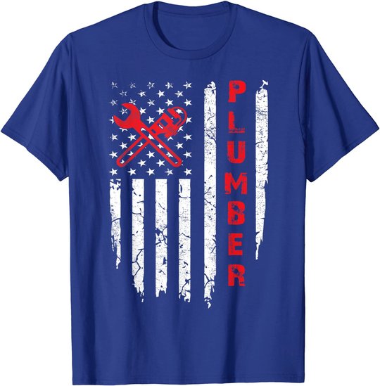 USA American Flag Plumber Men Women Plumbers Patriotic T-Shirt