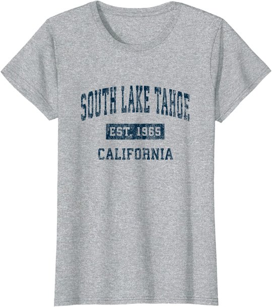 South Lake Tahoe California CA Vintage Sports Design Navy T-Shirt