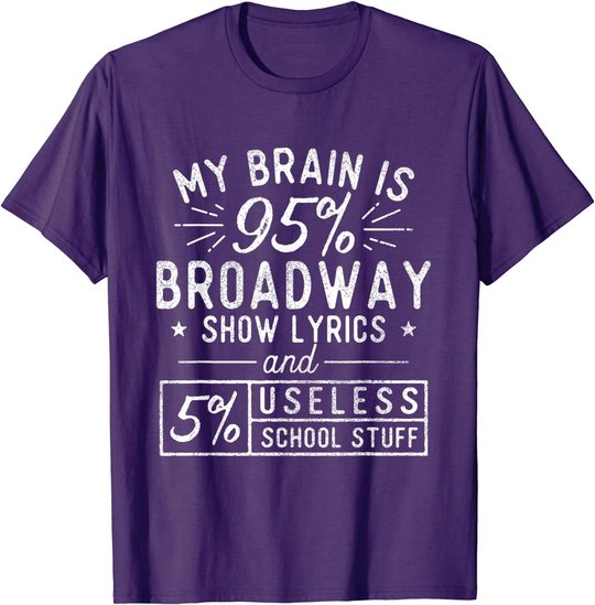 My Brain Is 95% Broadway Lyrics - Actor Theatre Musical T-Shirt