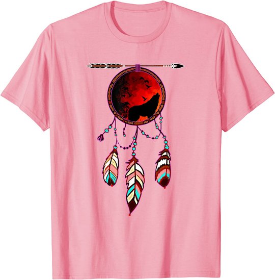 Native American Timber Wolf Dream Catcher Indian Tribal Gift T-Shirt