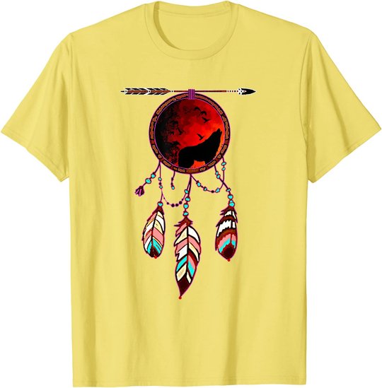 Native American Timber Wolf Dream Catcher Indian Tribal Gift T-Shirt