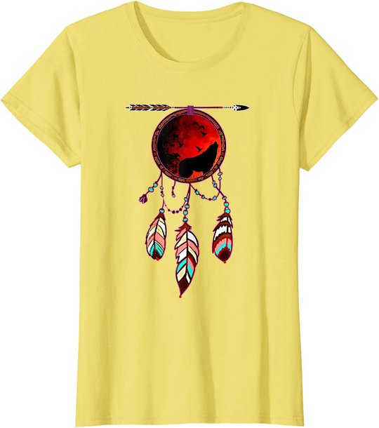 Native American Timber Wolf Dream Catcher Indian Tribal Gift T-Shirt